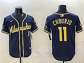 Men's Milwaukee Brewers #11 Jackson Chourio Navy With Home Patch Limited Stitched Jersey,baseball caps,new era cap wholesale,wholesale hats